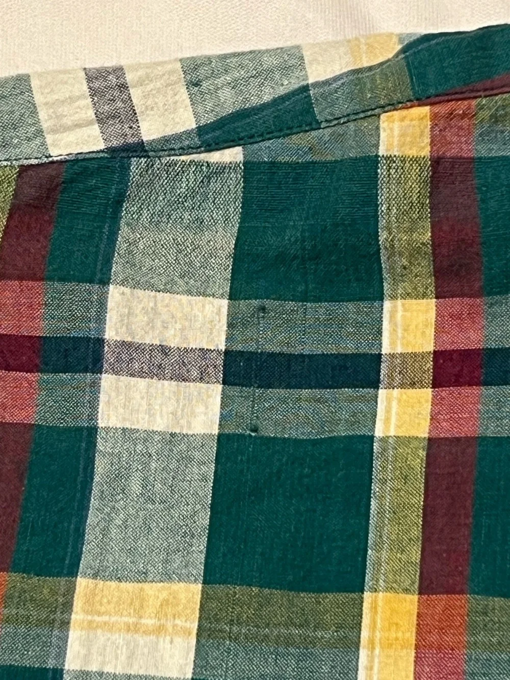 Izod Green Plaid Short-Sleeve Button-Down Shirt large